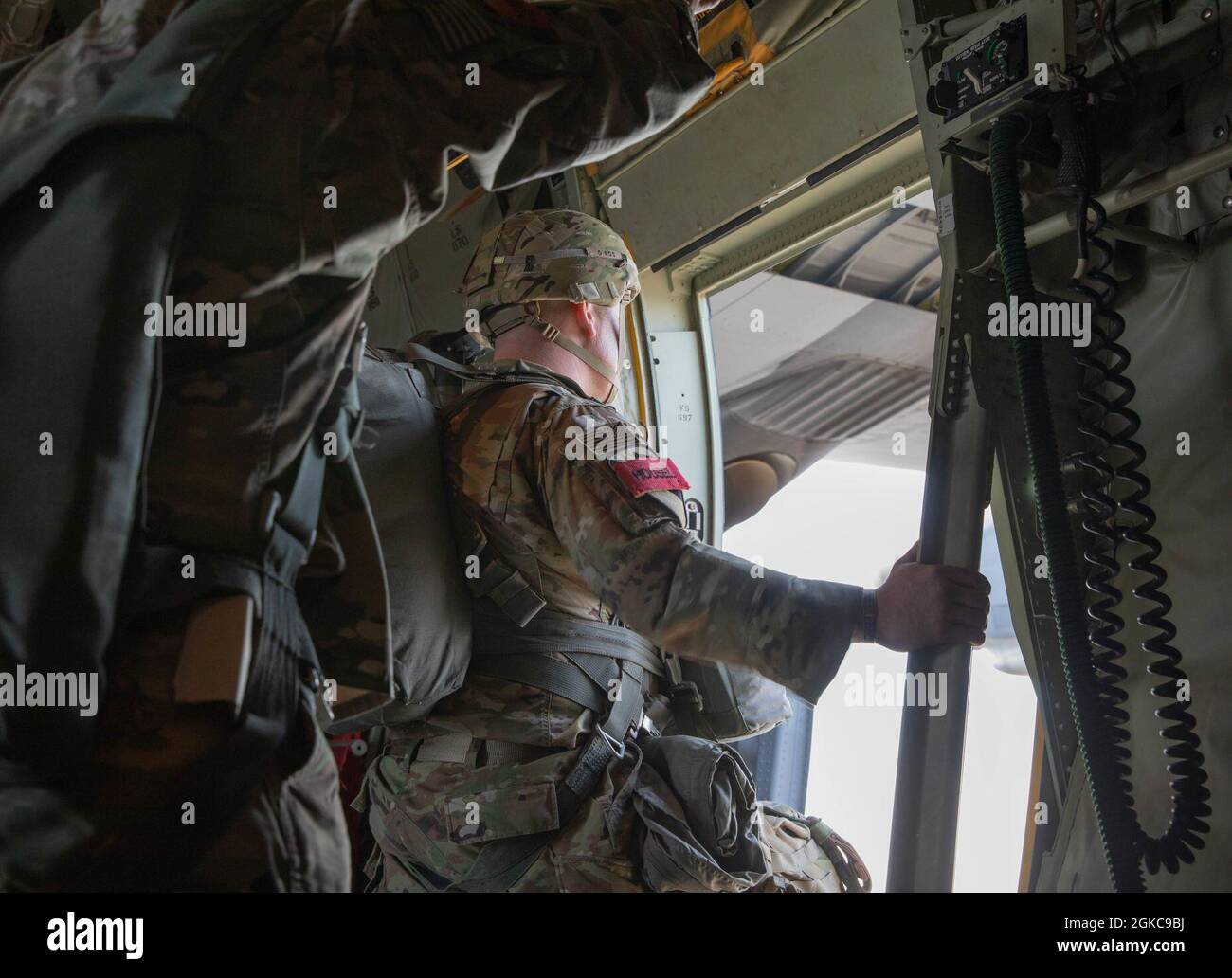 A U.S. Army Paratrooper assigned to the 82nd Airborne Division conducts ...