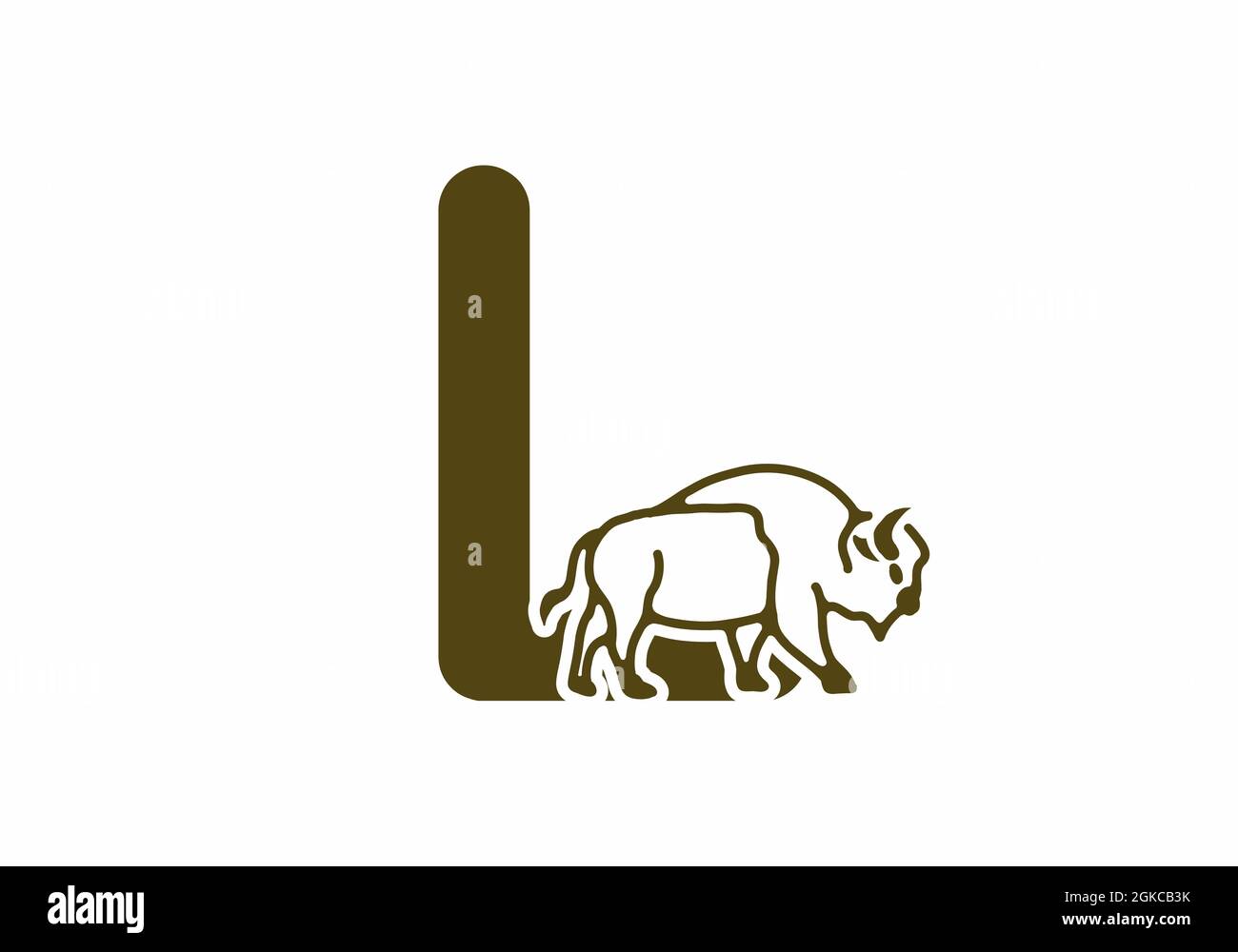 initial-letter-l-with-bison-line-art-design-stock-vector-image-art