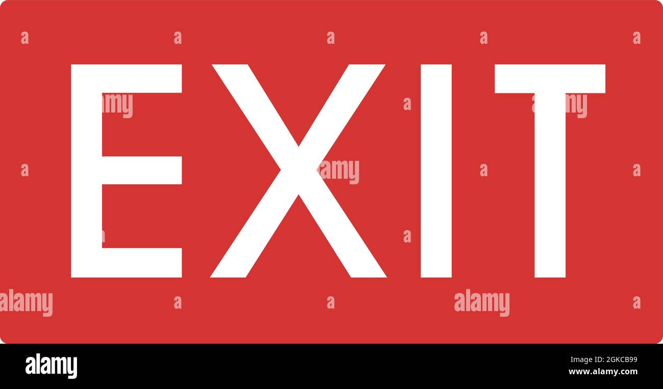 Vector illustration of exit signage with a red background and white text Stock Vector