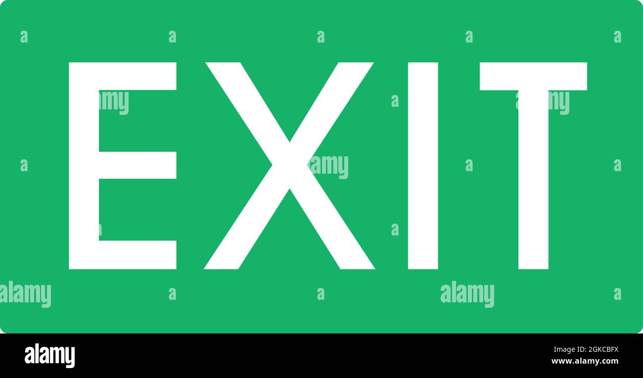 Vector illustration of exit signage with a green background and white text Stock Vector