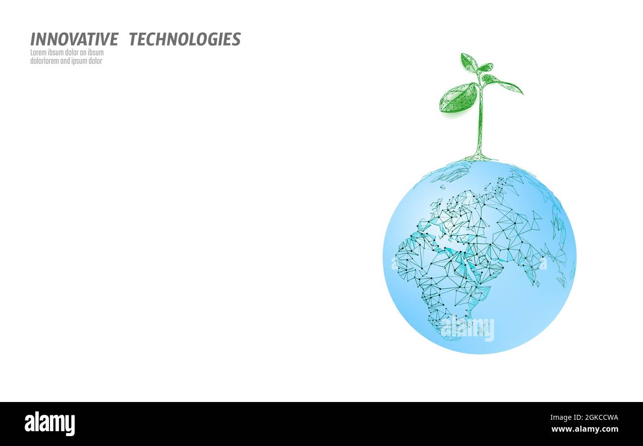 Plant sprout ecological abstract concept. 3D render seedling tree