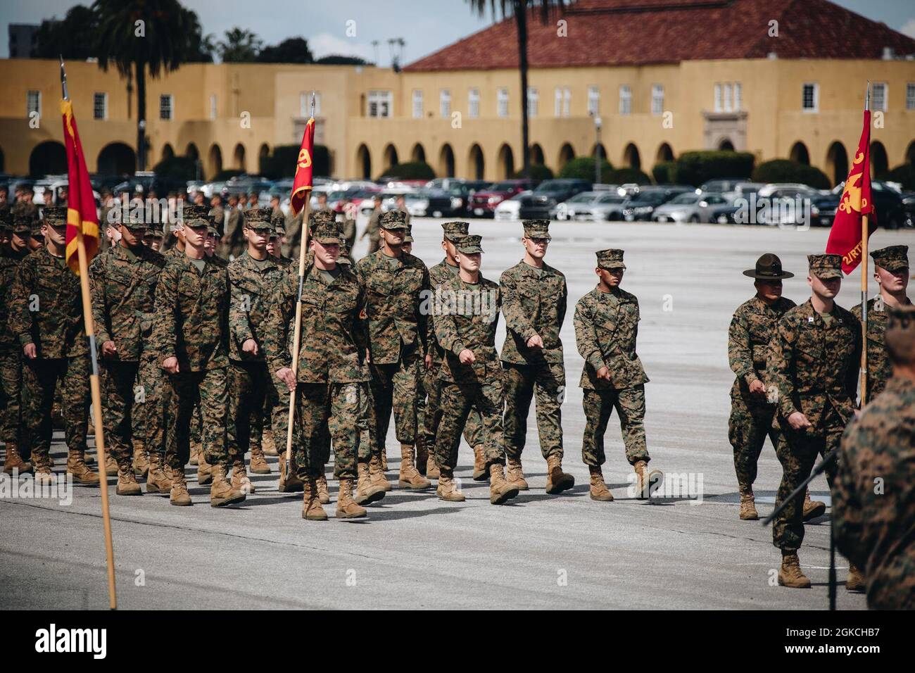 U.S. Marines with Platoon 2169, Hotel Company, 2nd Recruit Training  Battalion, participate in the Hotel Company graduation at Marine Corps  Recruit Depot San Diego, March 12, 2021. Graduation took place at the