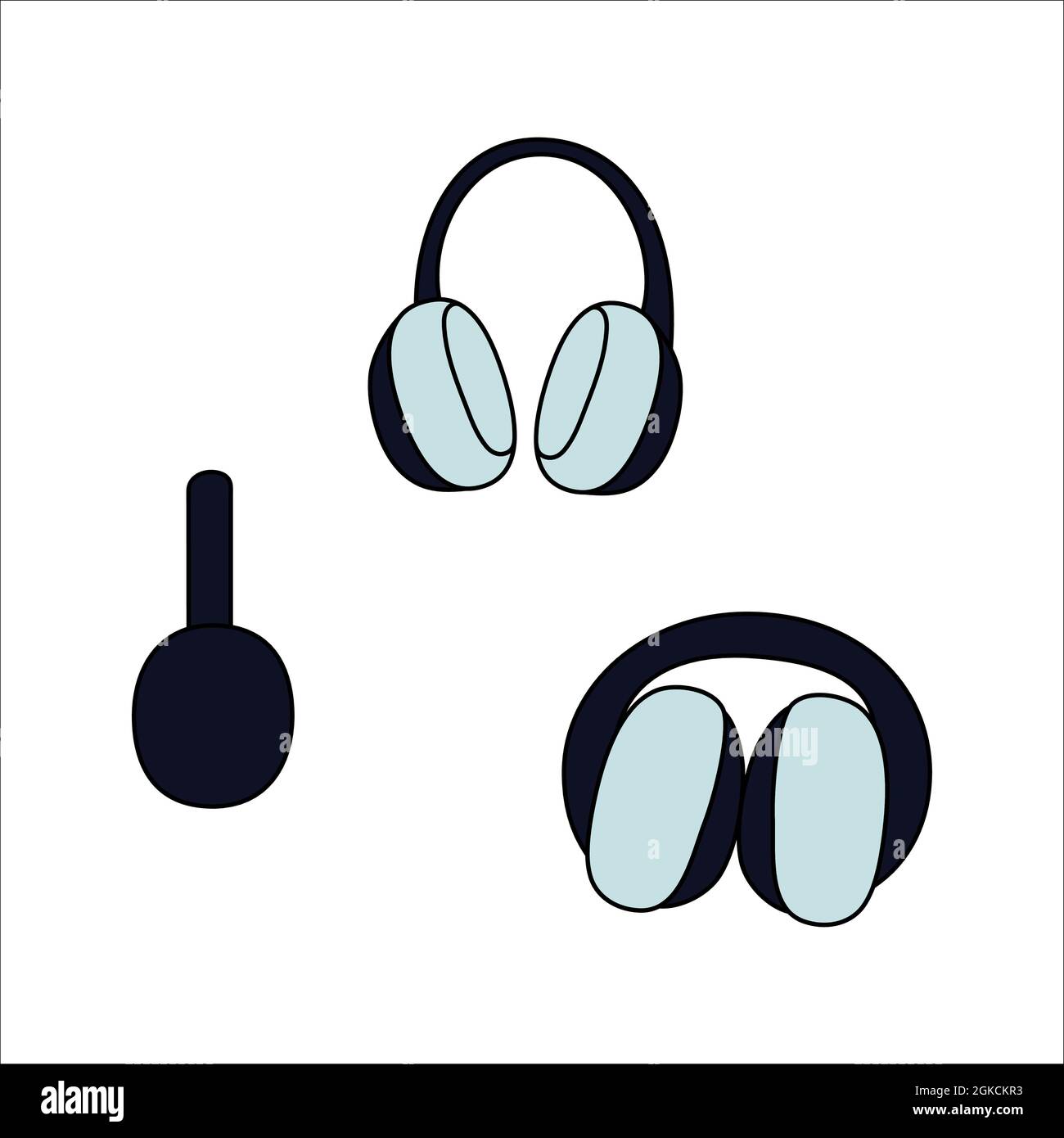 Doodle winter headphones, earmuff design. Winter vector colorful illustration isolated on white background. Stock Vector