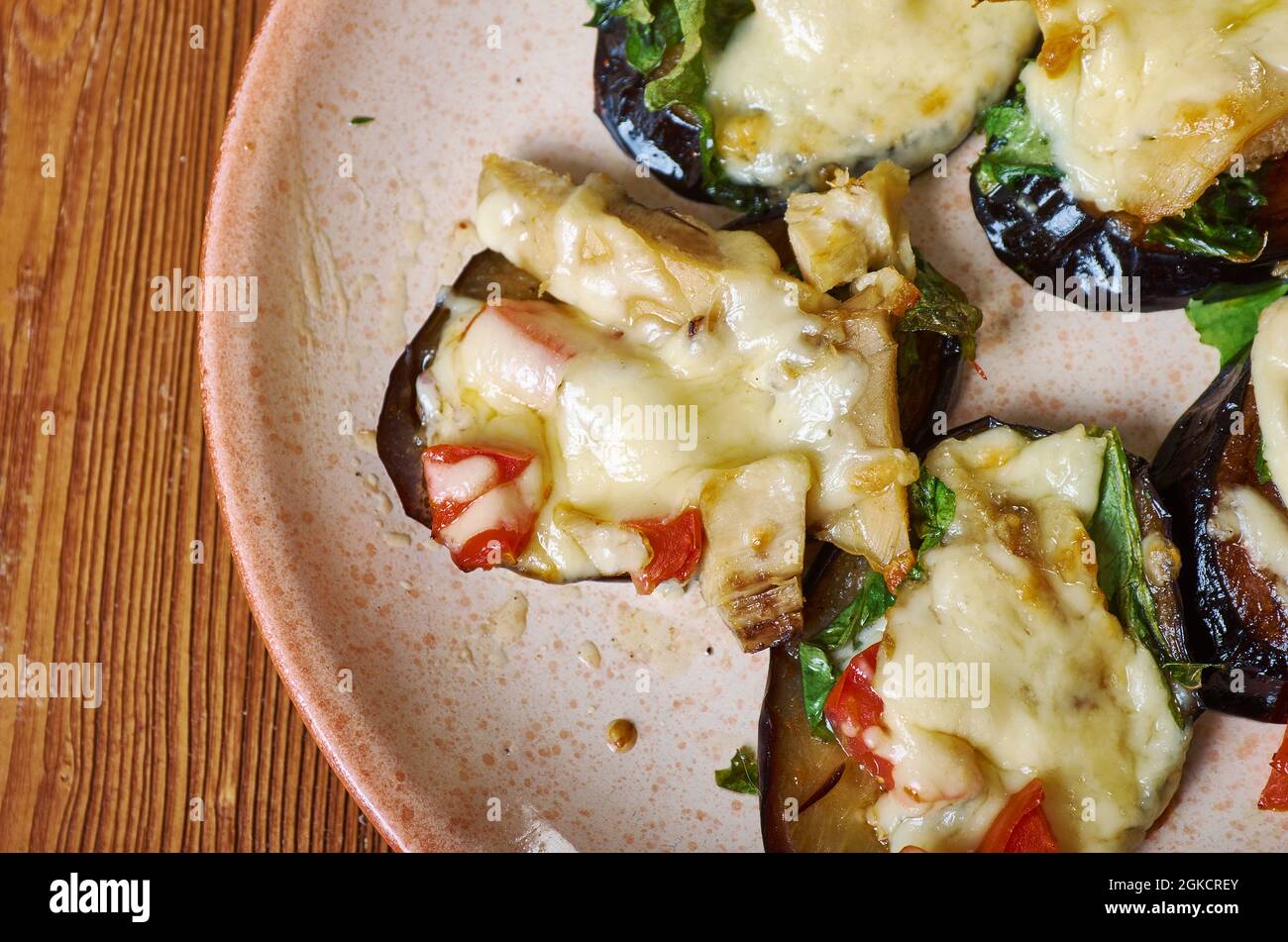 Melanzane al forno Baked eggplant with anchovies and cheese Stock Photo
