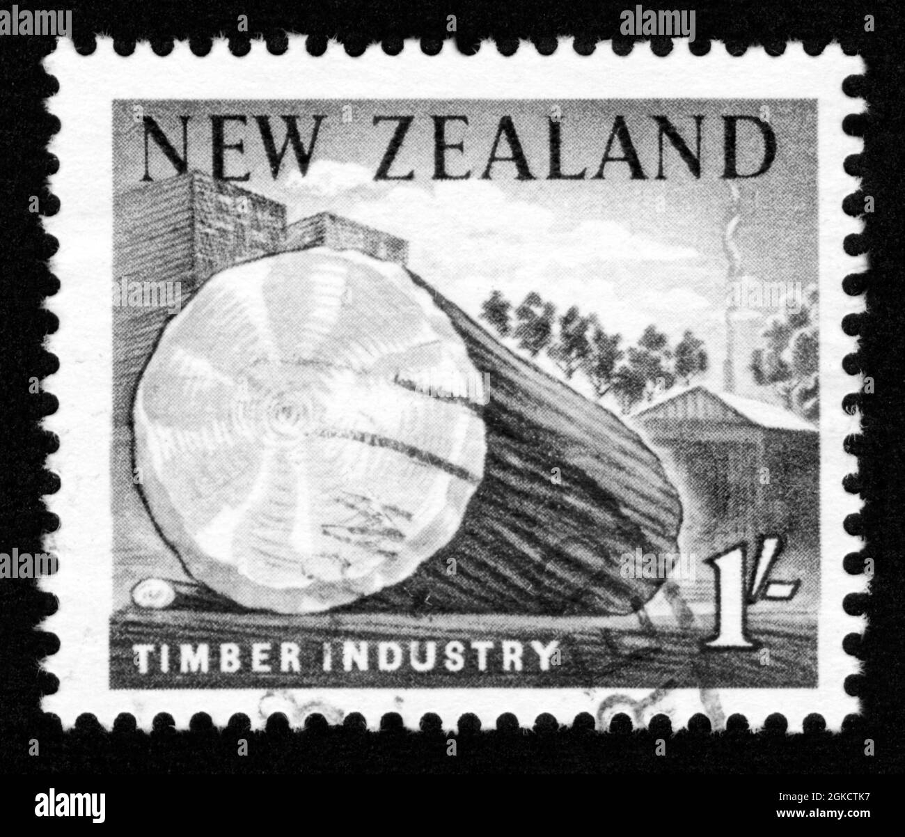 Stamp print in New Zealand, Timber Industry Stock Photo Alamy