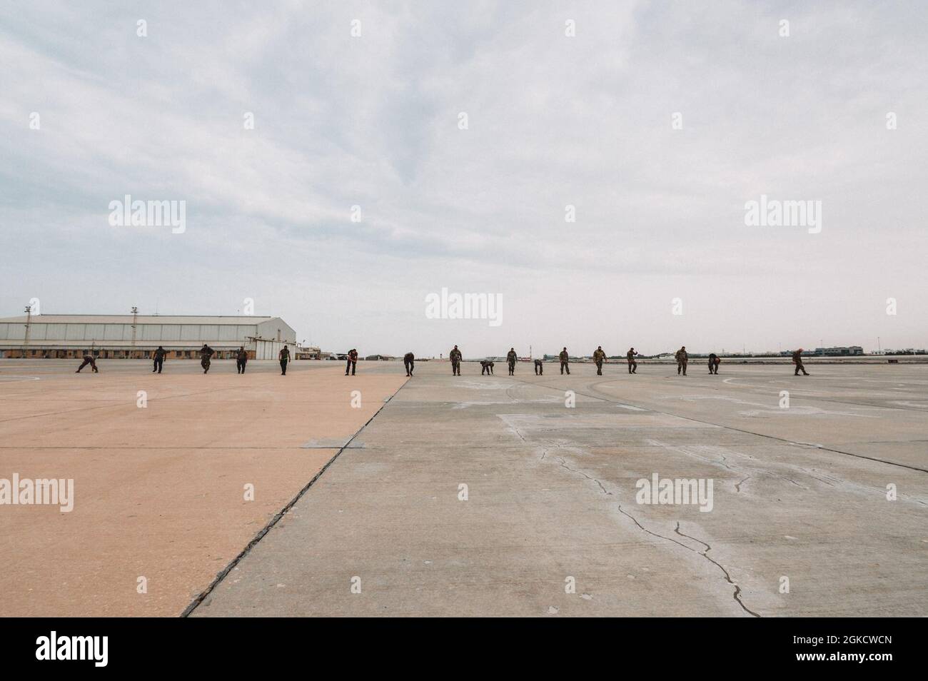 Ground crews from the 379th Air Expeditionary Wing, inspect an aircraft