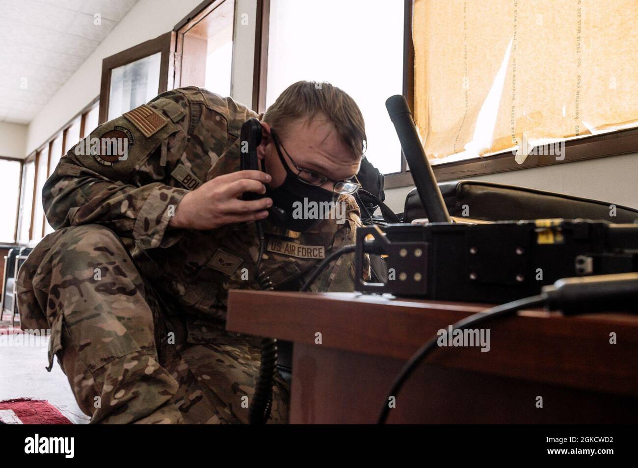 U.S. Air Force Senior Airman Alec Boucher, a radio frequency