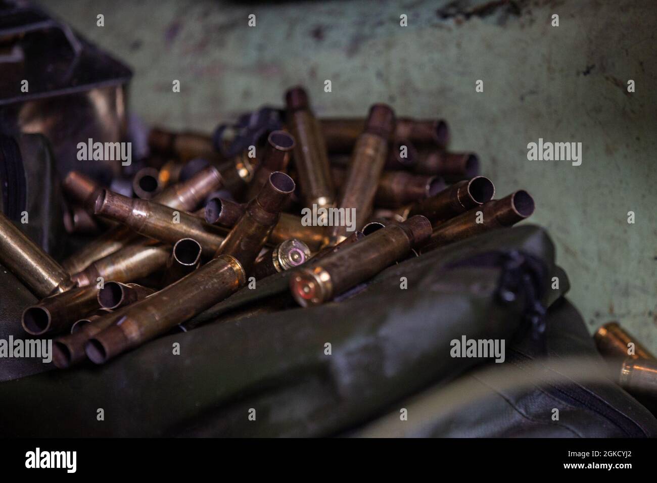 Shell casings sit discarded after a life-fire range using Assault ...