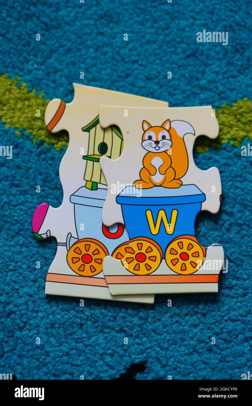 POZNAN, POLAND Jul 24, 2017 The train puzzle part with letter w and