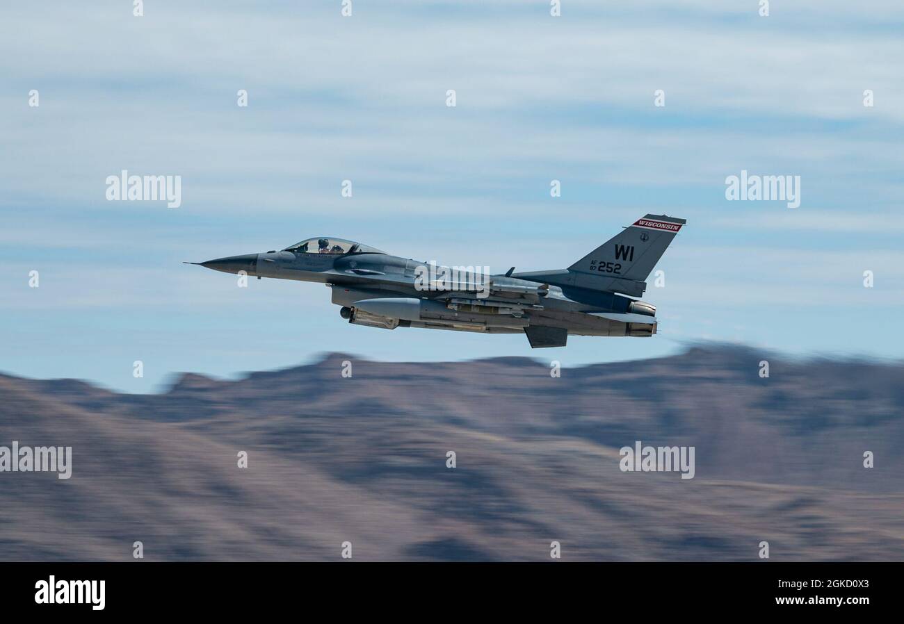 An F16 Falcon fighter jet, assigned to the 115th Fighter Wing at Truax