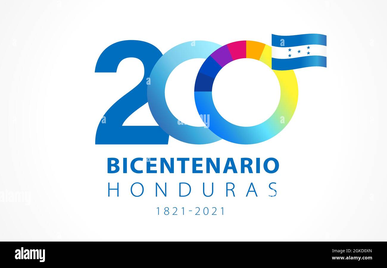 200 years anniversary Bicentenario Honduras, spanish text - Honduras Bicentennial, Independence Day from Spain. Celebration background with numbers Stock Vector