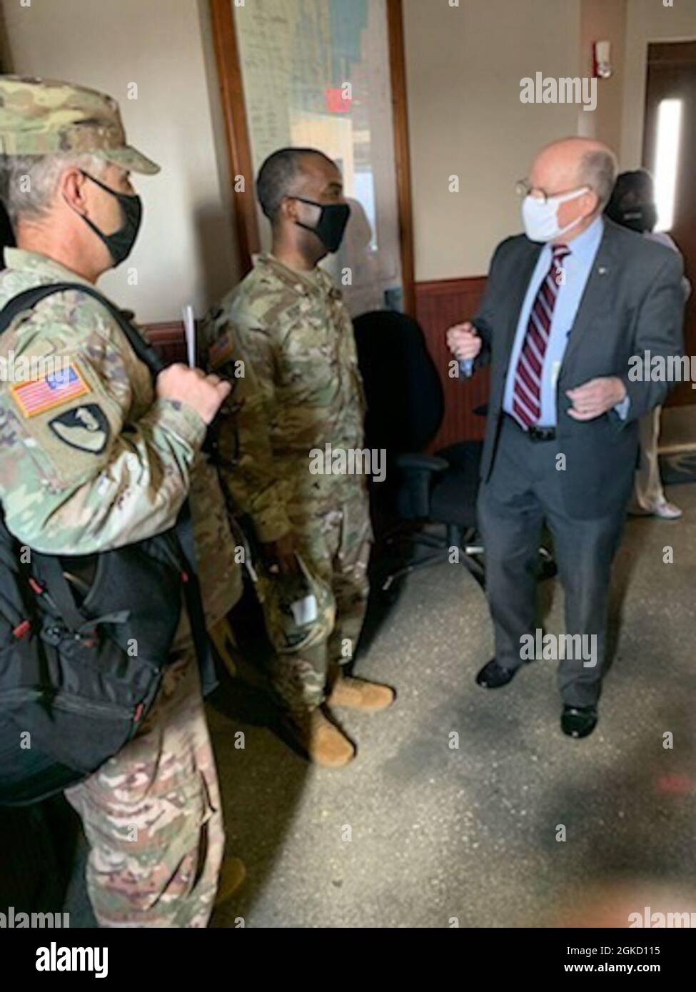 U.S. Army Corps of Engineers Jacksonville District command group Col. Andrew Kelly and south-atlantic district commander Col. Jason Kelly engage with Port Everglades director in Fort Lauderdale, Fla. Stock Photo