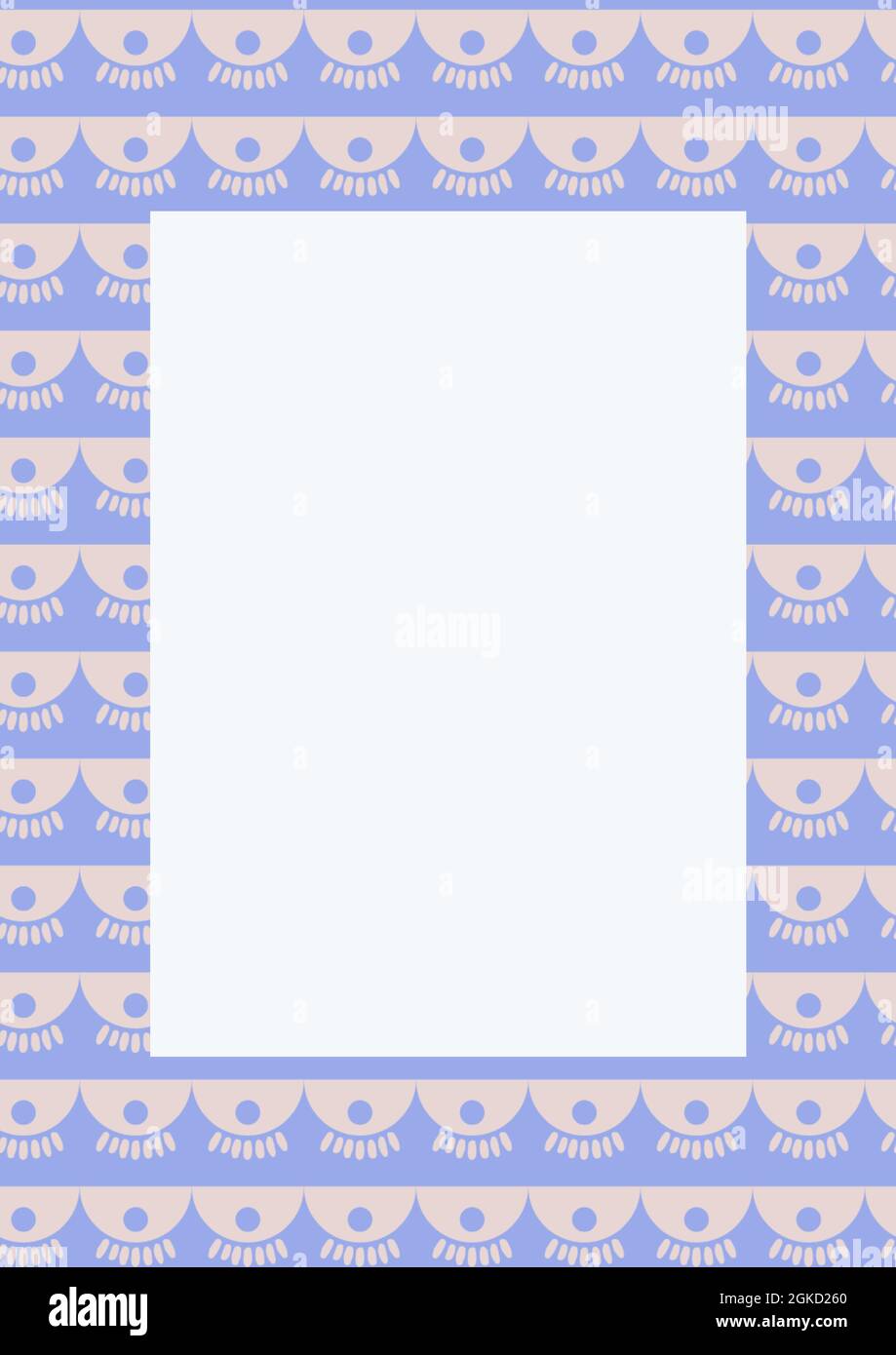 White banner with copy space against decorative design pattern on blue background Stock Photo