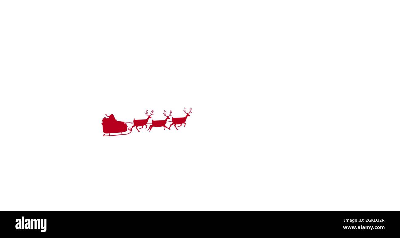 Digital image of red silhouette of santa claus in sleigh being pulled ...