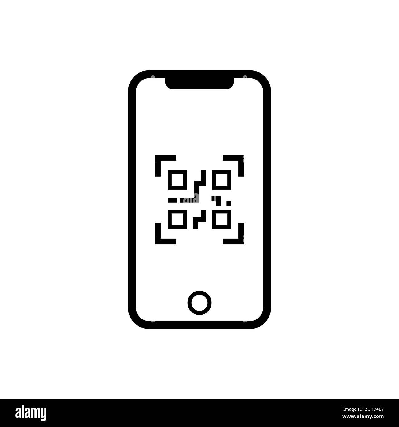 Smartphone with qr code on screen black icon. Flat style. Vector ...