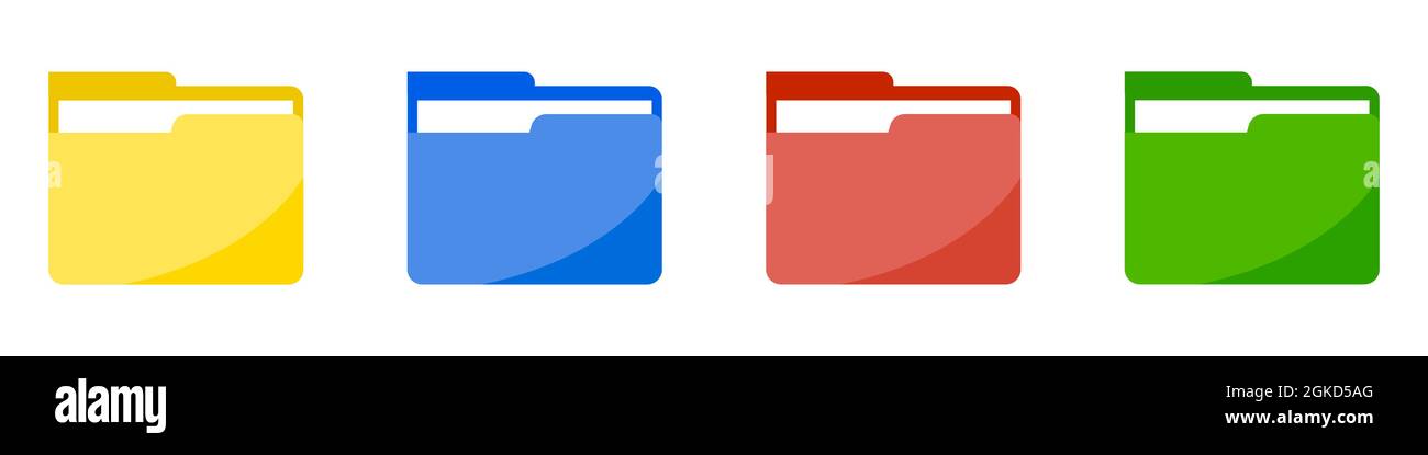 A set of computer folders in different colors. Wind illustration on white background. Stock Vector