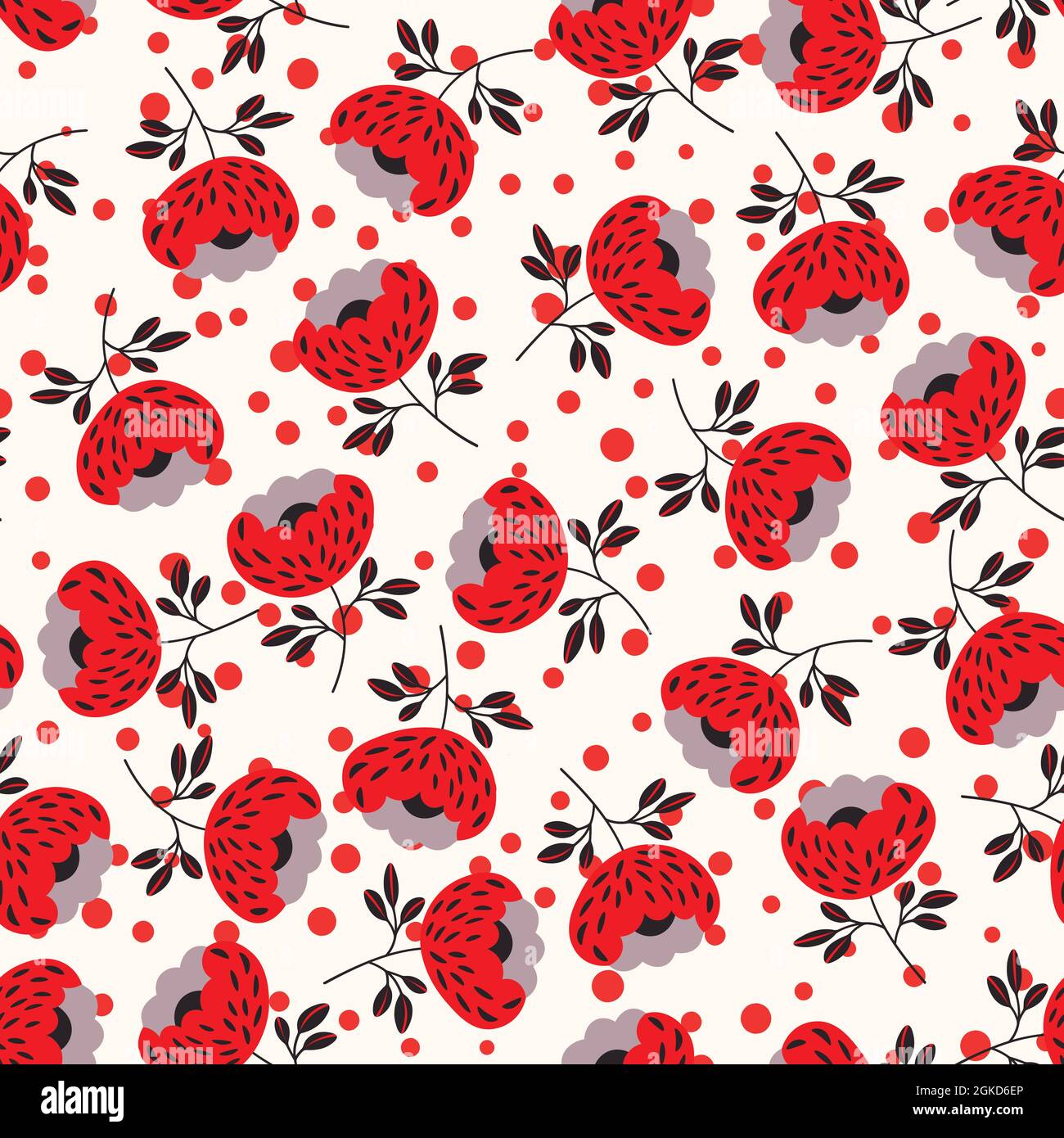 Seamless floral pattern based on traditional folk art ornaments ...