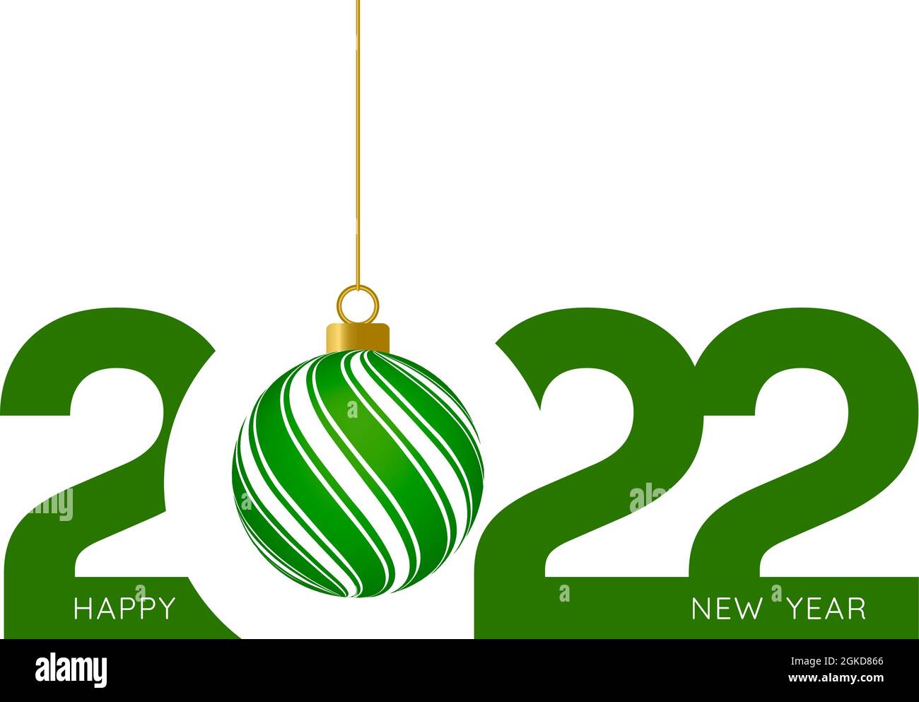2022 Happy New Year green text and green ball message on white background  for advertisement, calendar, card, or web banner design vector stock Stock  Vector Image & Art - Alamy