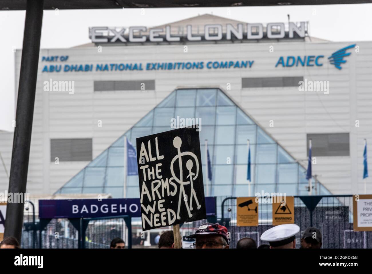 ExCel London, Newham, London, UK. 14th Sep, 2021. Protesters are ...