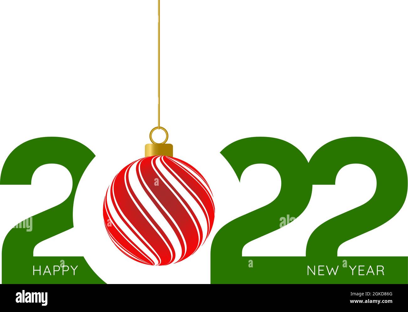 2022 Happy New Year green text and red ball message on white background for  advertisement, calendar, card, or web banner design vector stock Stock  Vector Image & Art - Alamy