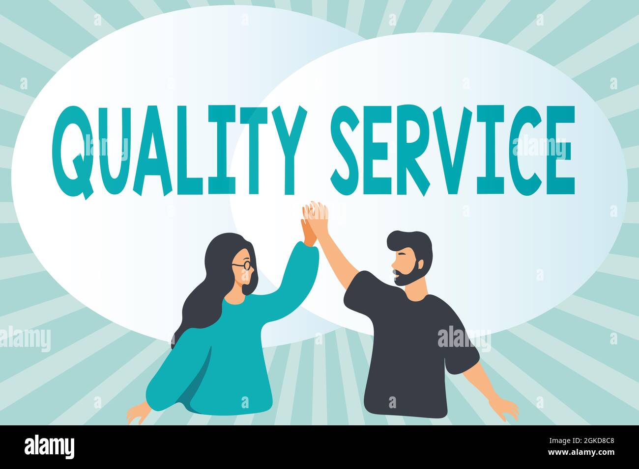 Sign Displaying Quality Service Concept Meaning Delivered Service Conforms To The Client S Is Expectations Happy Colleagues Illustration Giving High Stock Photo Alamy
