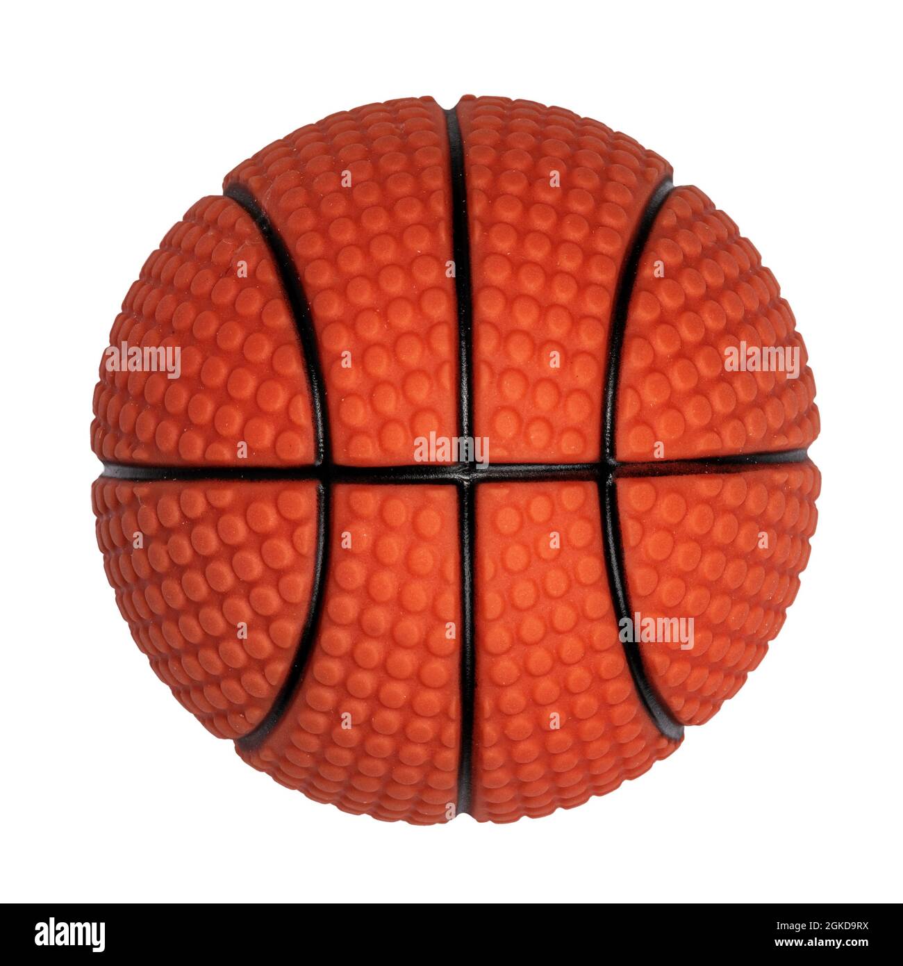 Top view of toy black and orange basketball. Isolated on a white background. Stock Photo