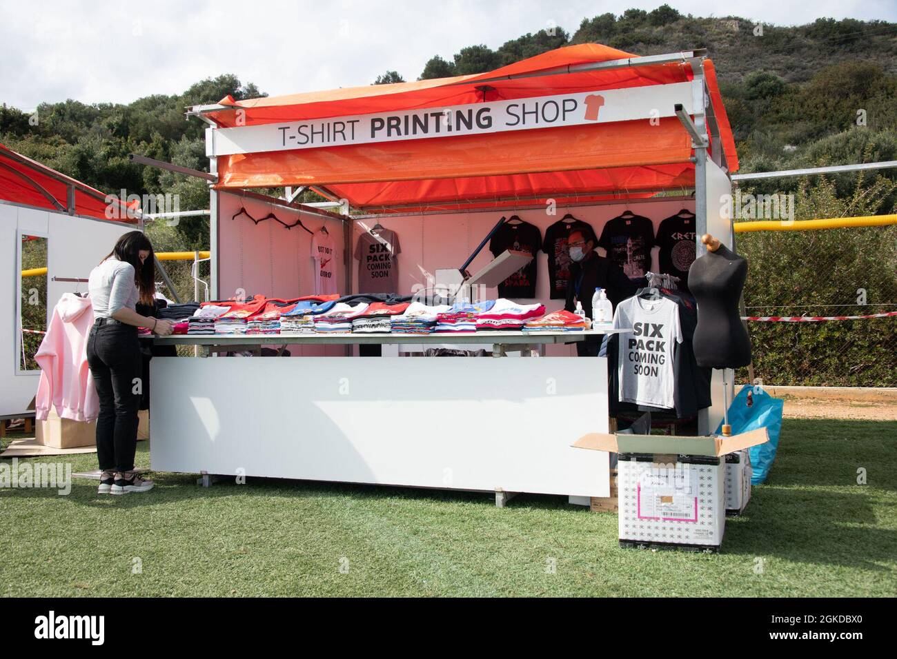 210319-N-UR565-0026 NAVAL SUPPORT ACTIVITY SOUDA BAY, Greece (March 19,  2021) A T-shirt printing pop-up store is set up for at festival created by  Naval Support Activity Souda Bay for the Sailors assigned