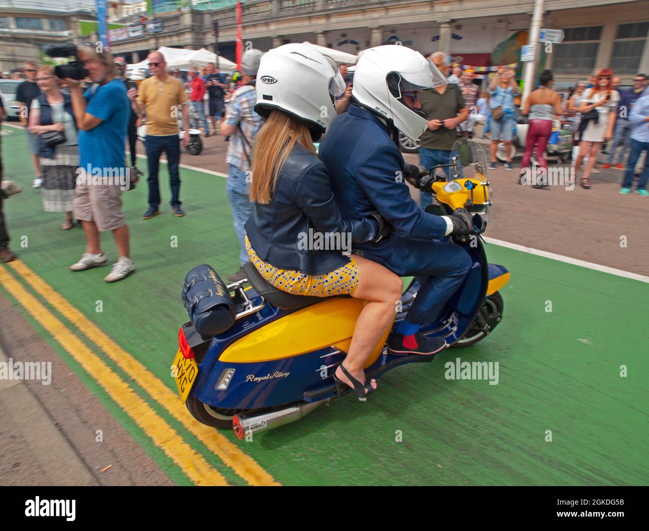 Scooters in Brighton for a Mod gathering Stock Photo Alamy