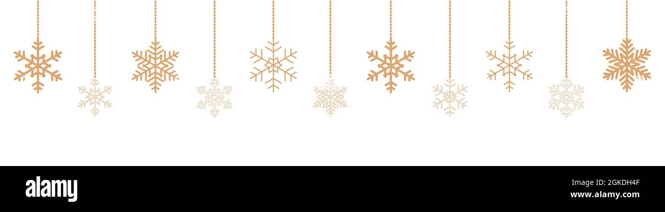 christmas decoration banner background with hanging snowflake Stock Vector