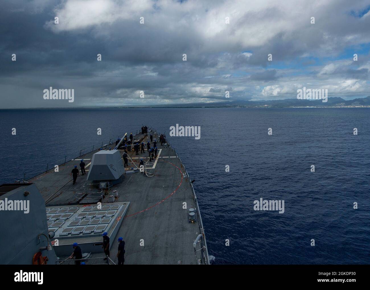 PACIFIC OCEAN (March 23, 2021) U.S. Sailors assemble on the fo’c’sle of ...