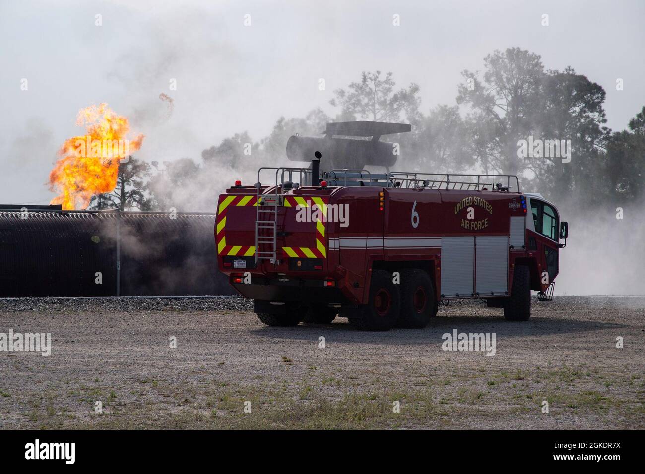 A firetruck assigned to the 6th Civil Engineer Squadron (CES ...