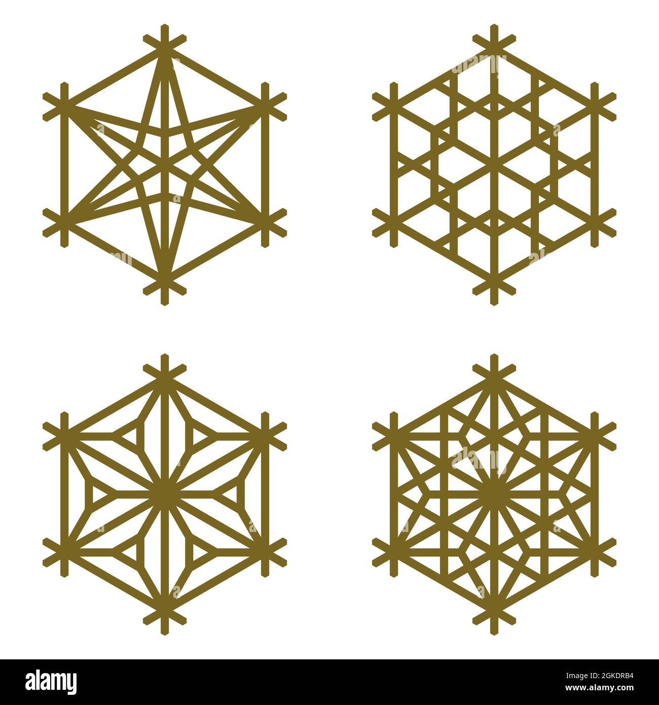 Snowflakes Set in Flat Design . 4 elements . Stock Vector