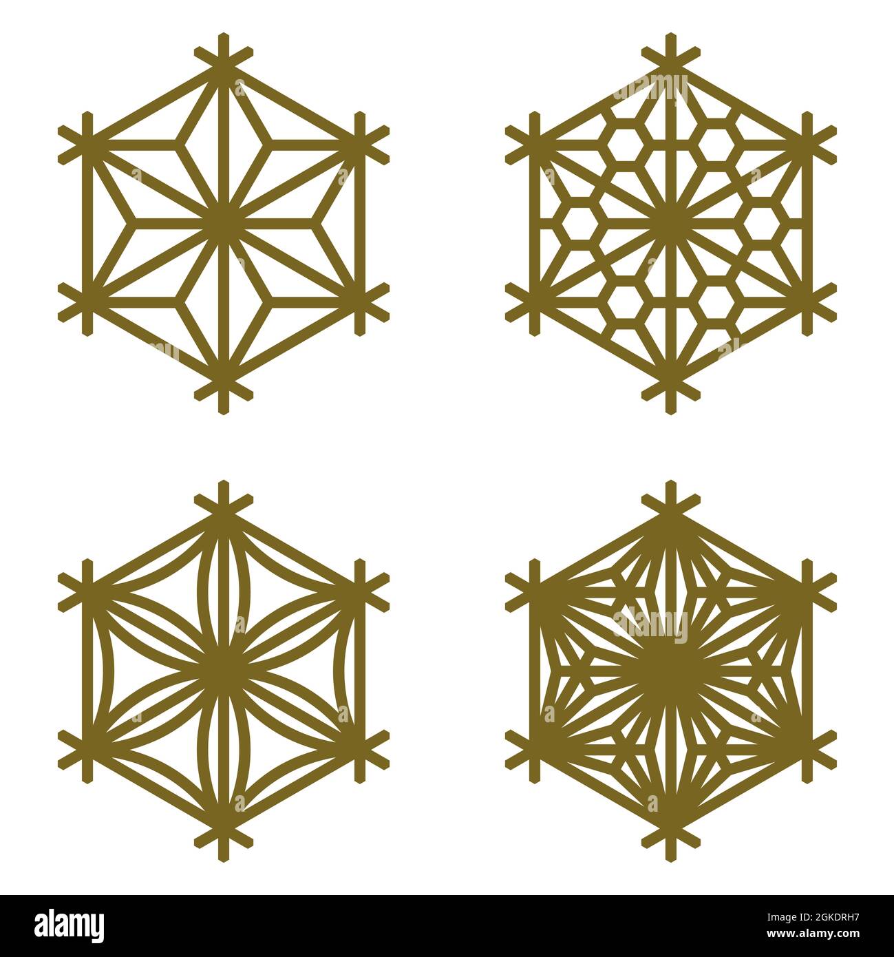 Snowflakes Set in Flat Design . 4 elements . Stock Vector