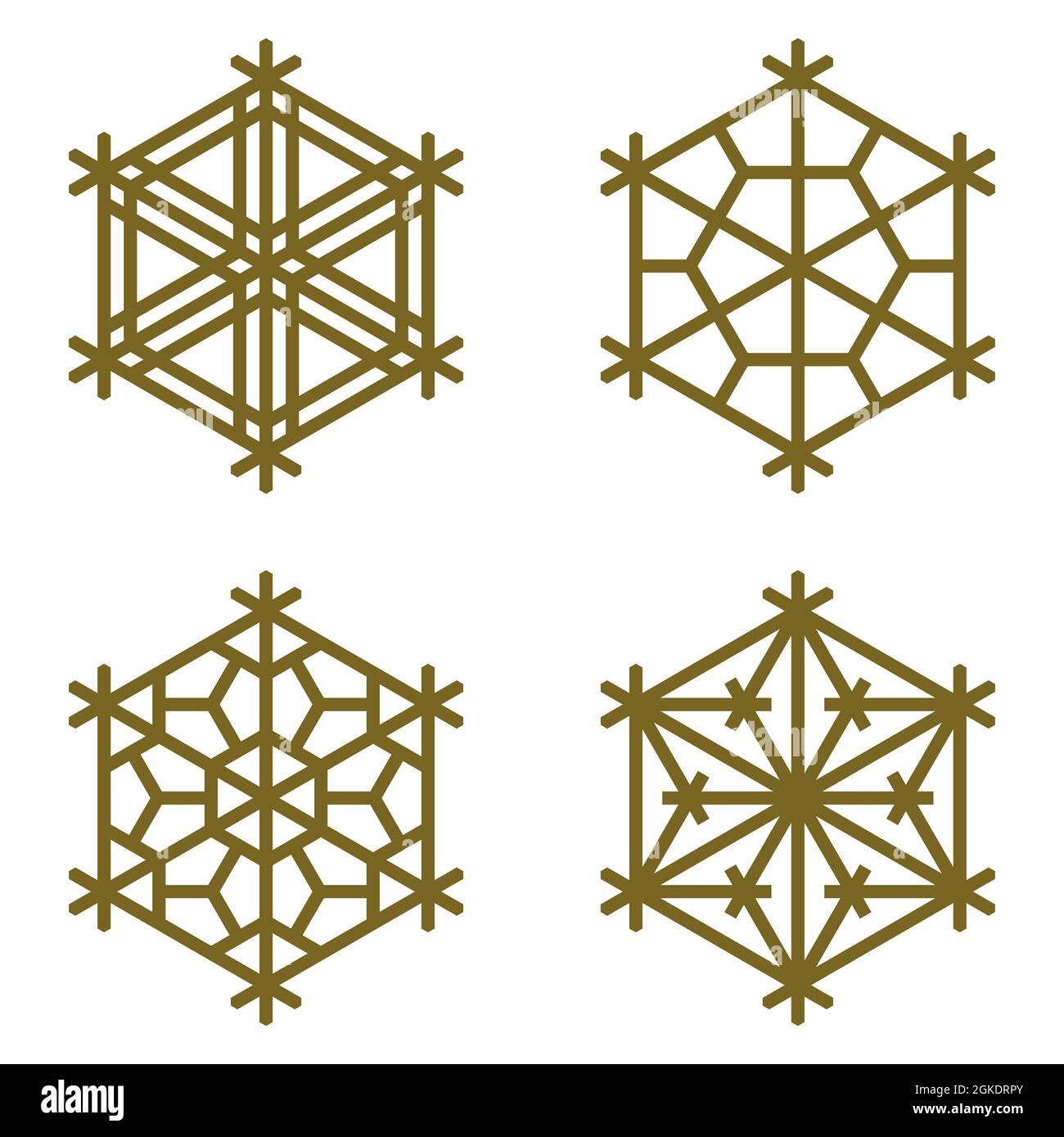 Snowflakes Set in Flat Design . 4 elements . Stock Vector