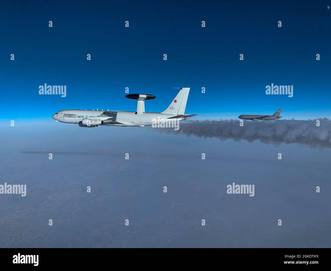 Nato E 3 Awacs Sentry Aircraft Flies Over The Canadian Arctic With U S Air Force Kc 46a Pegasus Tanker During North American Aerospace Defense Command S Arctic Air Defense Exercise Amalgam Dart 21 2 March 24