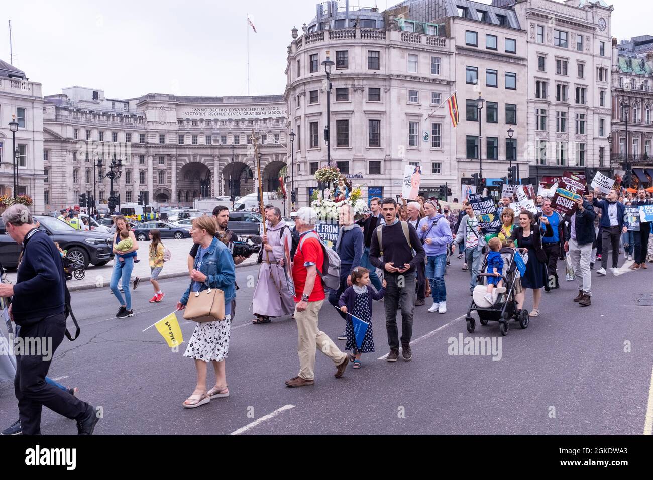 Demonstrators at the Extinction Rebellion ‘Tea Party’ rally, September 4th 2020 in Central London. The march was combined with a pro-life demonstration Stock Photo