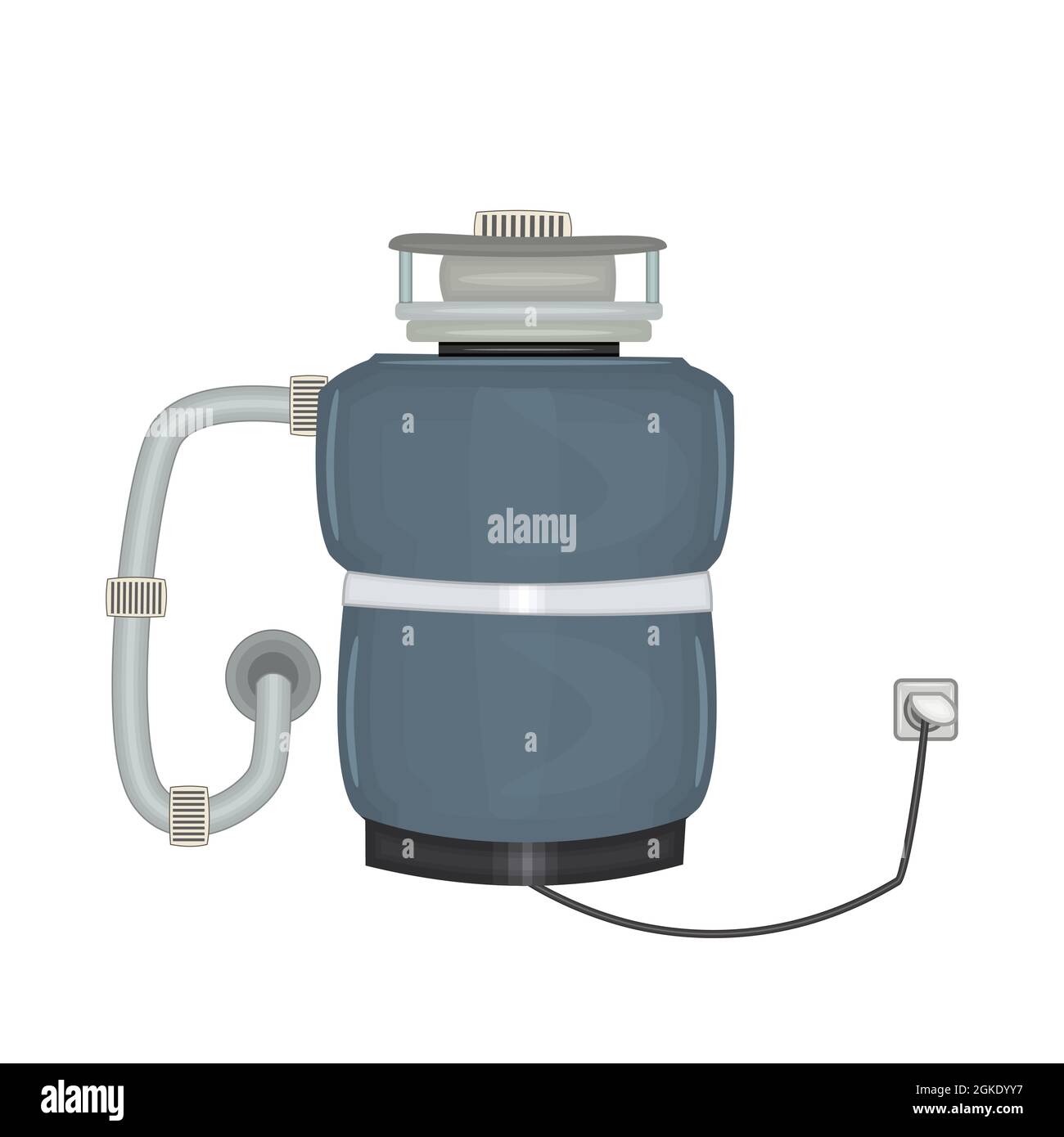 Food waste disposer isolated on white background. Garbage disposal unit