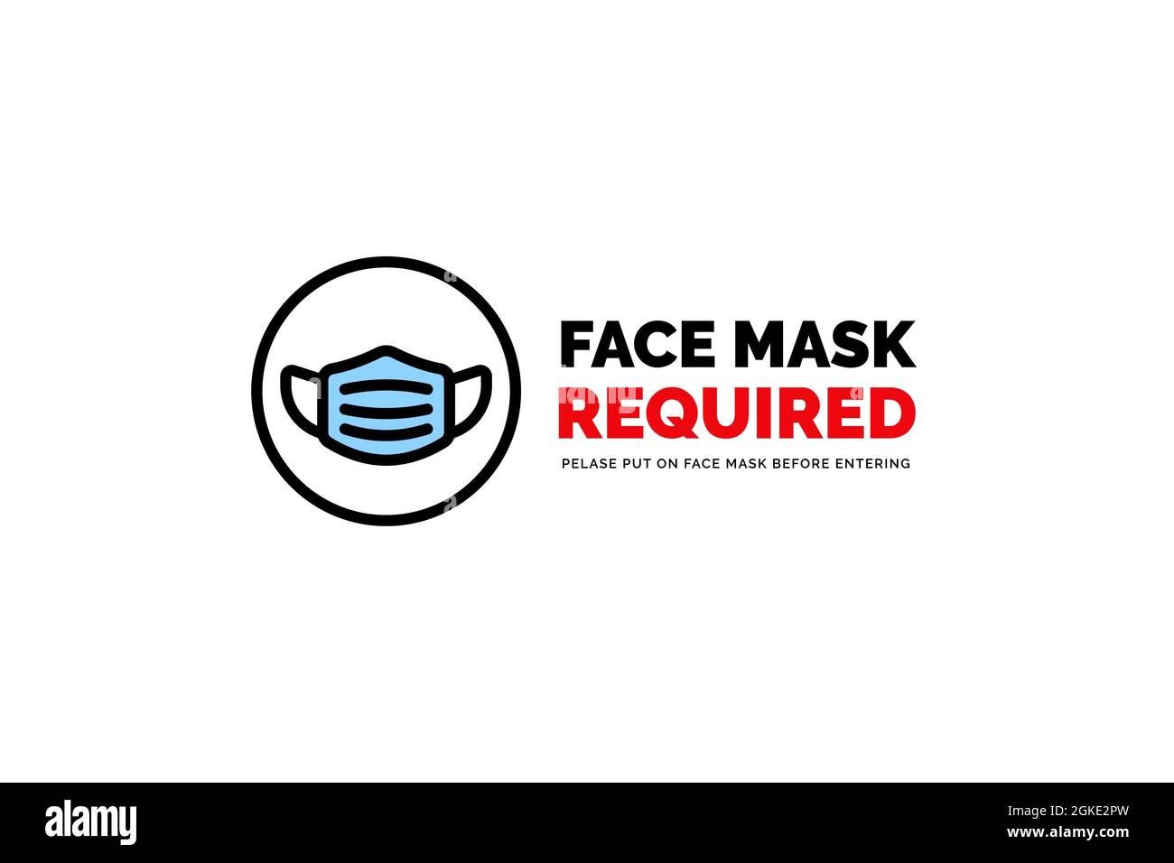 Face mask required warning prevention sign sticker Stock Photo Alamy
