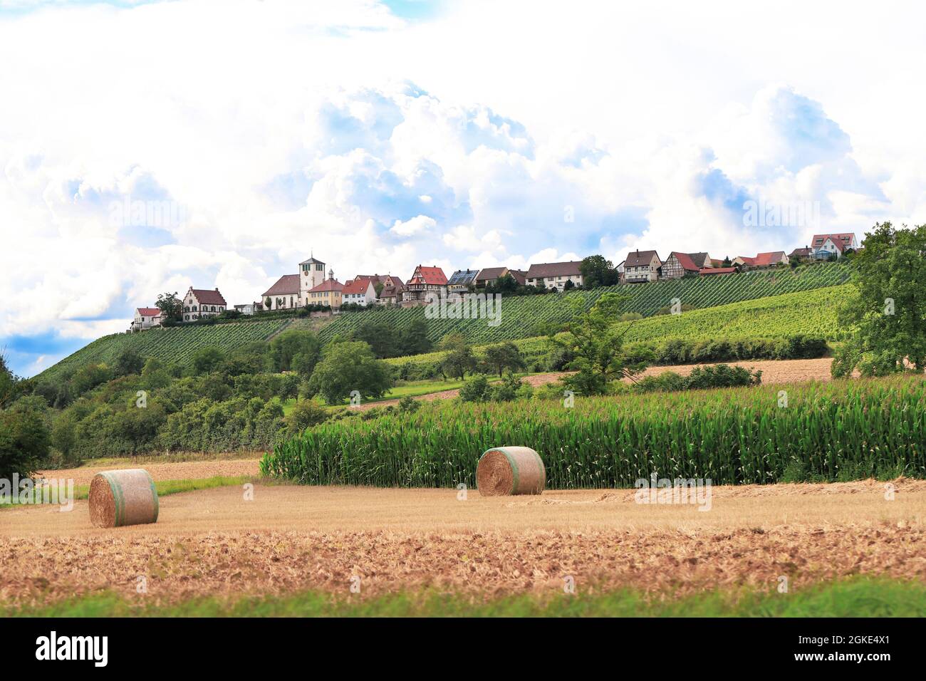 Idyllic summer scenery of Hohenhaslach, Deutschland Stock Photo