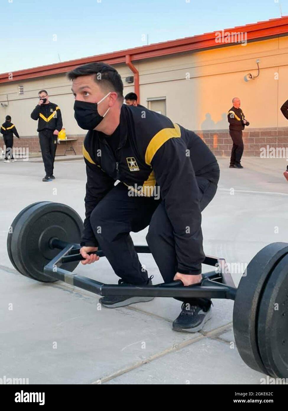 The 32d AAMDC kicked of it's monthly Foundational Day Training with circuit exercises allowing Soldiers to improve and familiarize themselves with the events on the Army's latest ACFT 3.0 here on Fort Bliss, Texas. Stock Photo