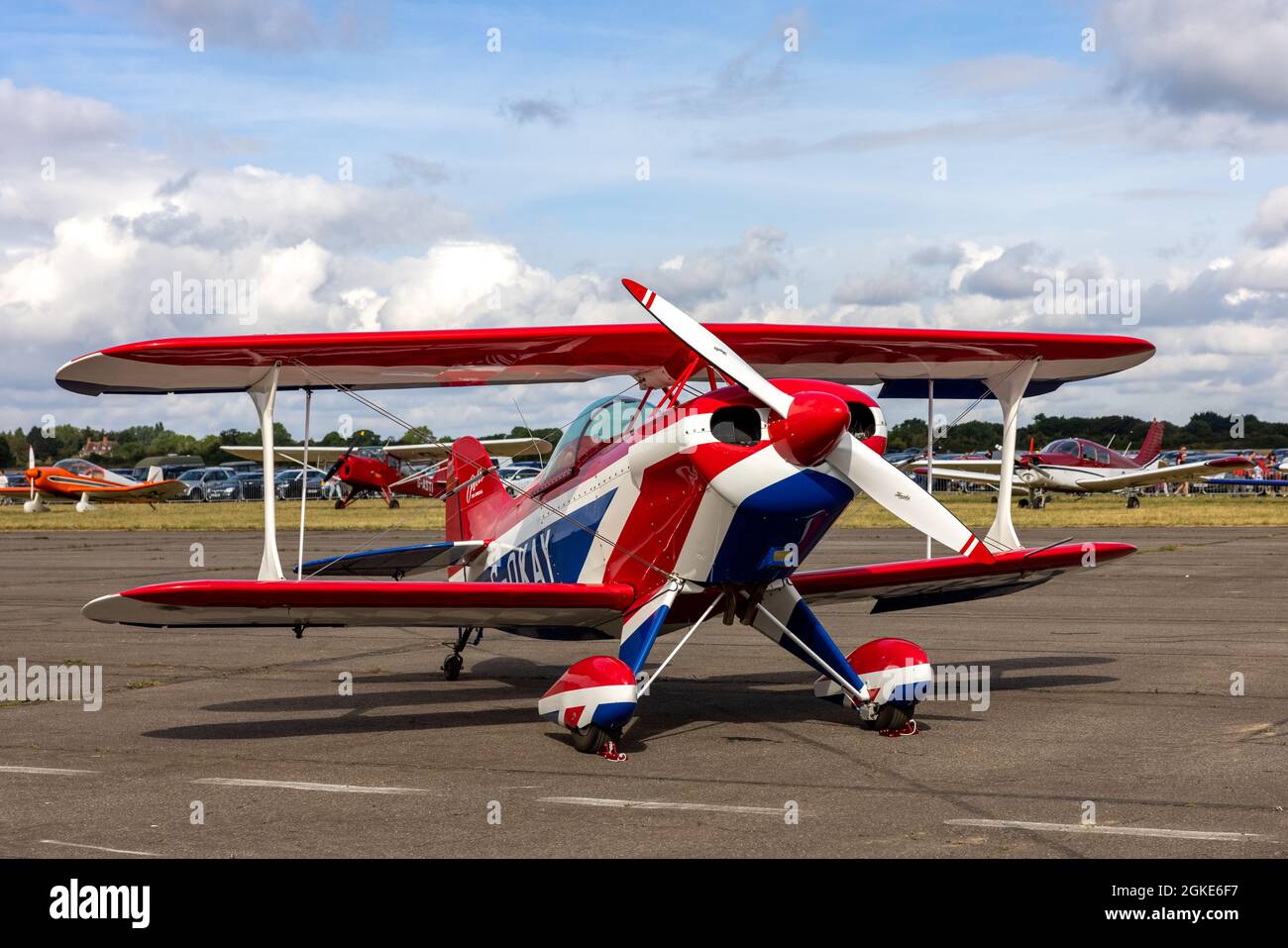 1977 Pitts S-1E Special ‘G-OKAY’ with a fantastic Union Jack livery on static display at the Abingdon Air & Country Show on the 11th September 2021 Stock Photo