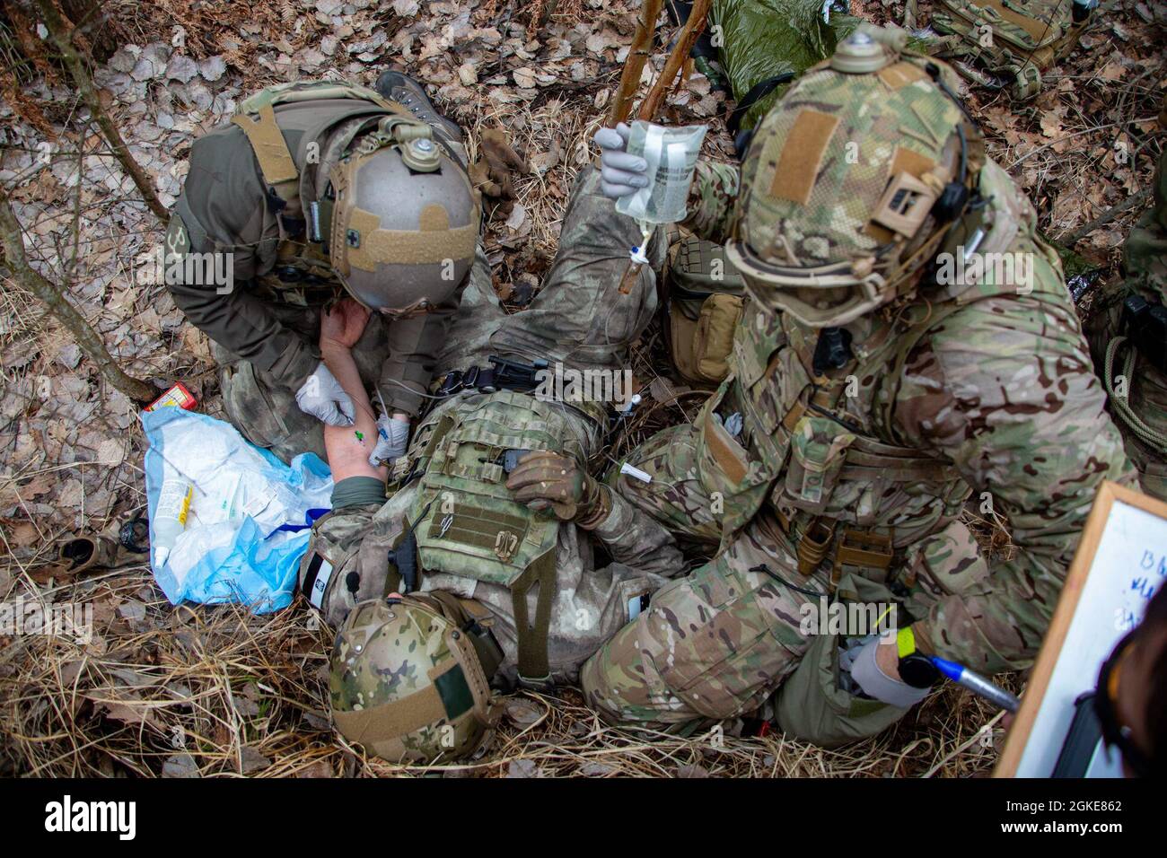 U.S. Army Green Berets assigned to 10th Special Forces Group (Airborne)  conducted a multinational Tactical Combat Casualty Care (TCCC) with  Georgia, Latvia, Lithuania, Poland, and Ukraine in Lithuania, Mar 22-26,  2021. TCCC