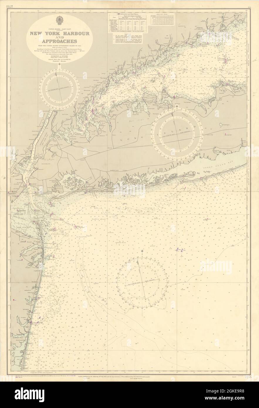 New York Harbor. Long Island. Jersey Shore. ADMIRALTY chart 1951 (1955) map Stock Photo