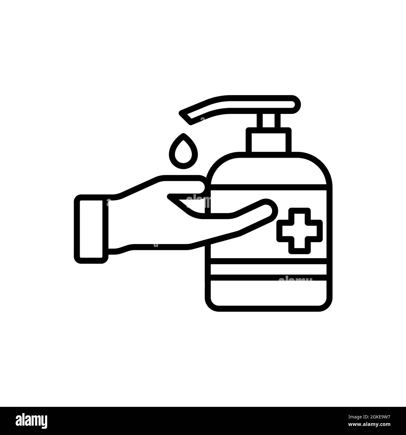 Washing hand with sanitizer liquid soap vector line icon Stock Photo ...