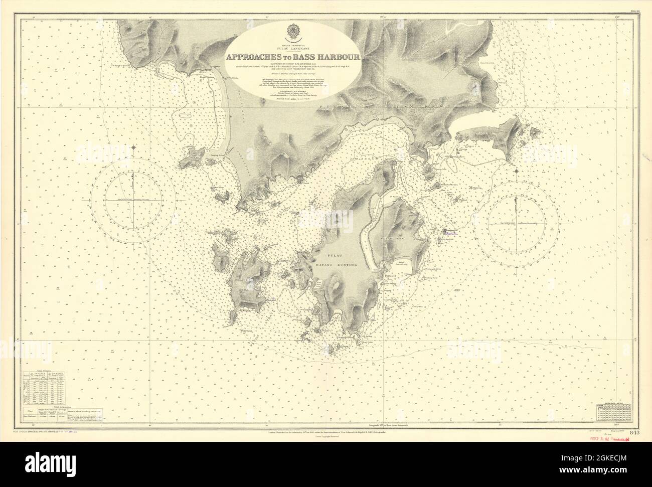 Pulau Langkawi Bass Harbour approaches Malaysia ADMIRALTY chart 1941 (1956) map Stock Photo