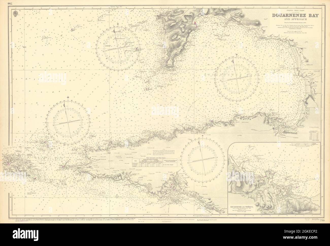 Douarnenez Bay & approaches. Finistère. ADMIRALTY sea chart 1894 (1955 ...