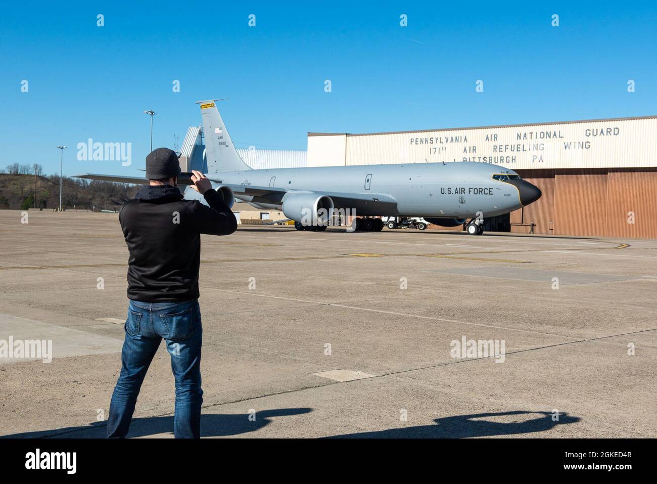 Lt. Col. Jason Figley, left, the Maintenance Group Commander of the