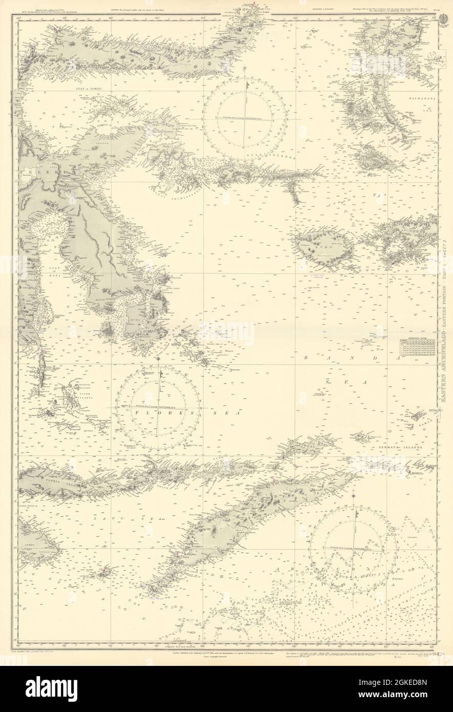 Eastern Indonesia. Timor Sulawesi Moluccas. ADMIRALTY sea chart 1868 (1954) map Stock Photo