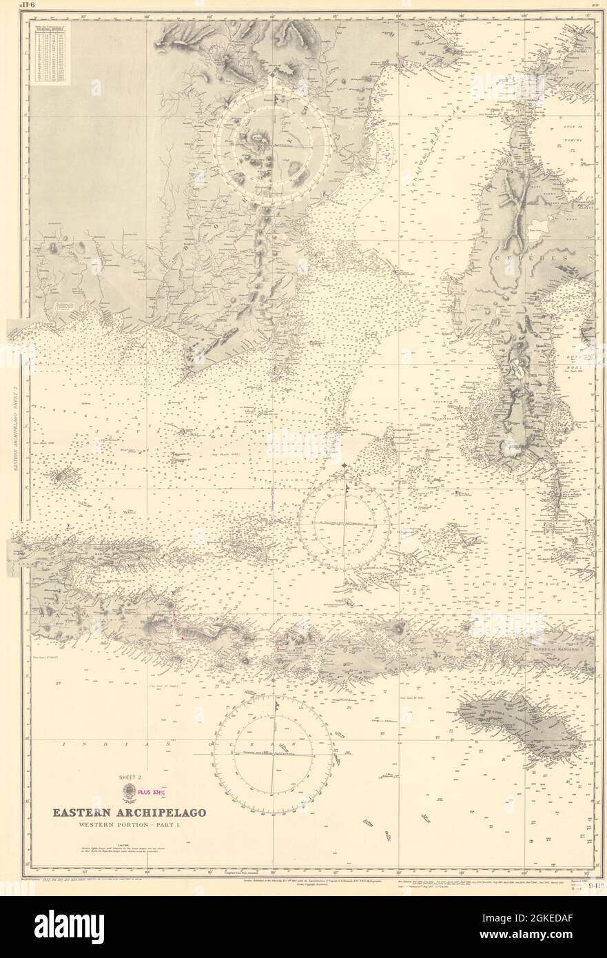 Indonesia Java Sunda islands Sulawesi Borneo ADMIRALTY chart 1867 (1954) map Stock Photo