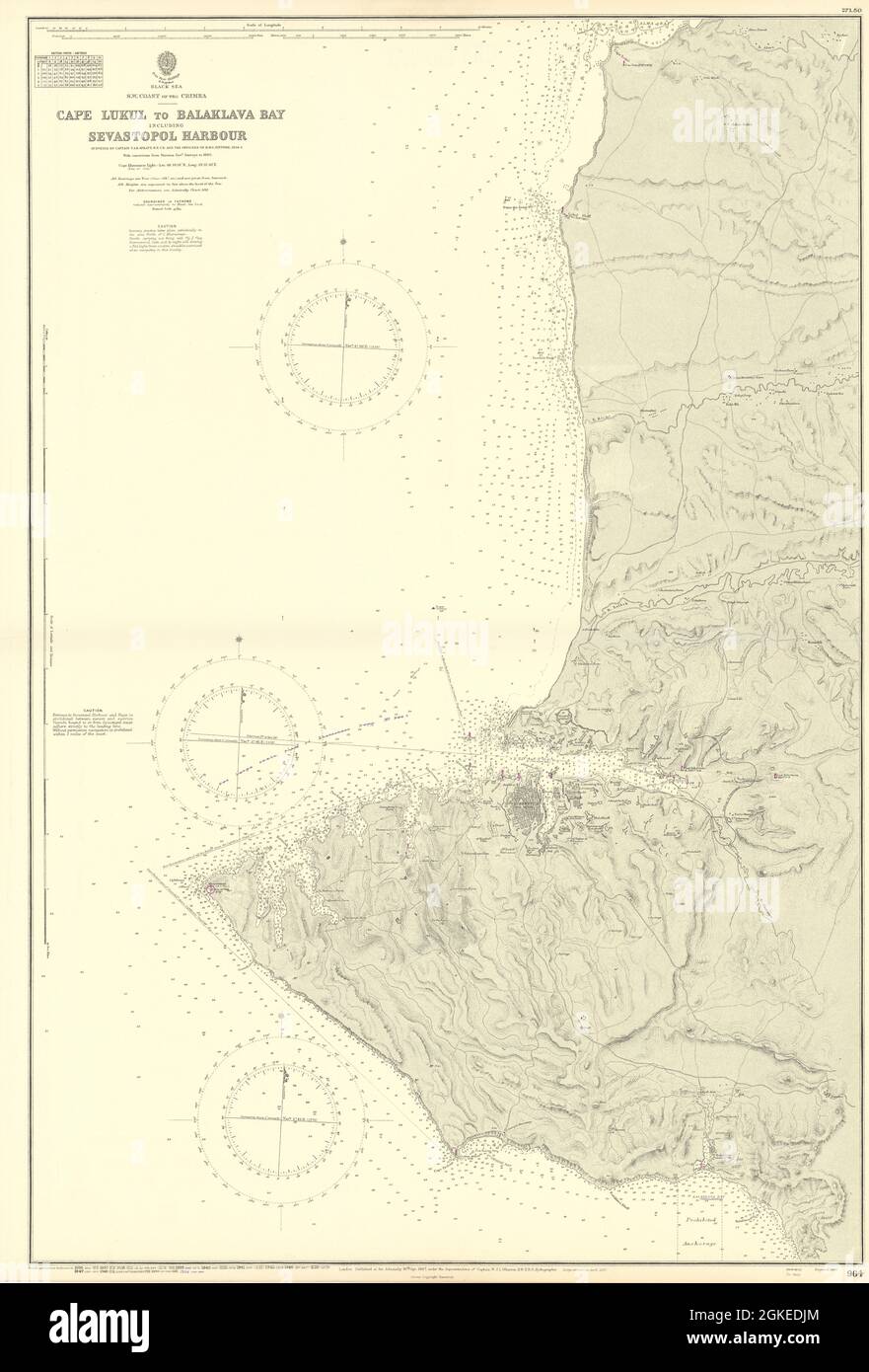 Crimea SW coast Balaklava Bay Sevastopol Harbour ADMIRALTY chart 1887 ...